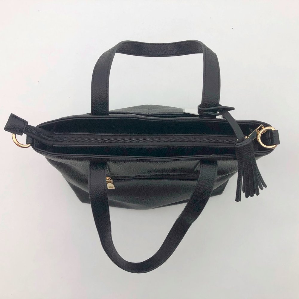 Jen and Co. Black Cassandra Double Pocket Tote Cross Body 10x13x5 inches - Picture 4 of 8